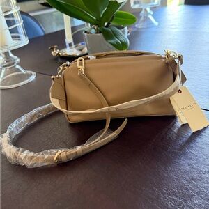 TED BAKER Beige Tan Crossbody Or Shoulder Bag Grain Leather